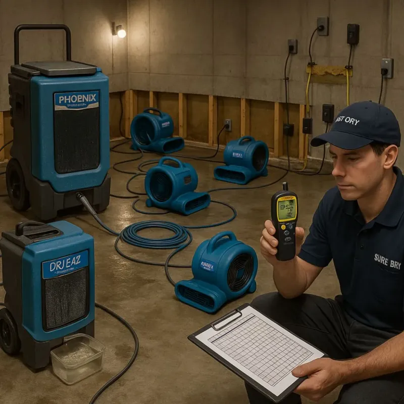 Structural Drying and Dehumidification process in Portland, WI